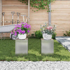 vidaXL Pflanzenständer 2 pcs Silber 24 x 24 x 35 cm Verzinkter Stahl