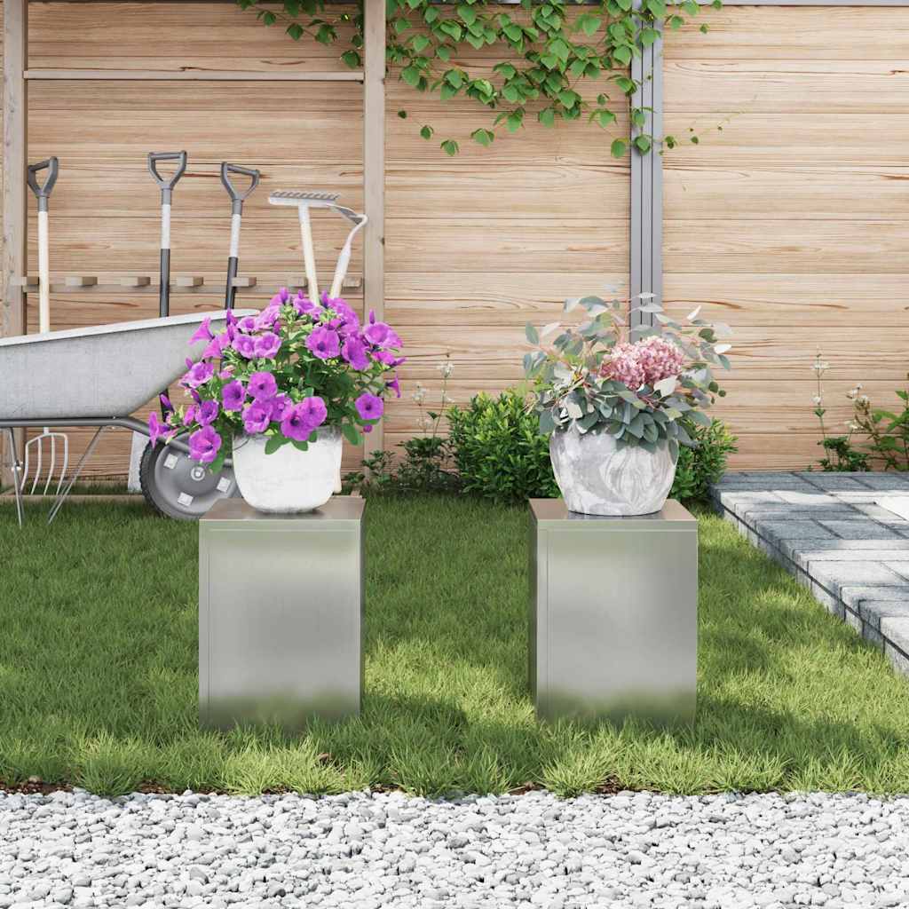 vidaXL Pflanzenständer 2 pcs Silber 24 x 24 x 35 cm Verzinkter Stahl