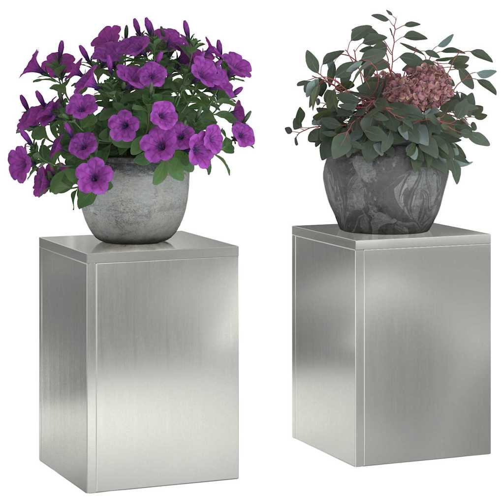 vidaXL Pflanzenständer 2 pcs Silber 24 x 24 x 35 cm Verzinkter Stahl