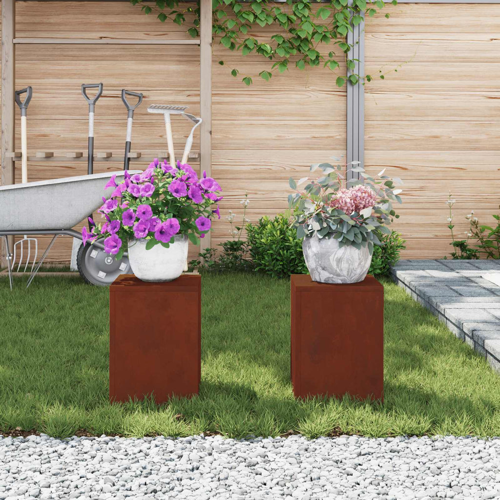 vidaXL Pflanzenständer 2 pcs Rostig 24 x 24 x 35 cm Wetterfeststahl