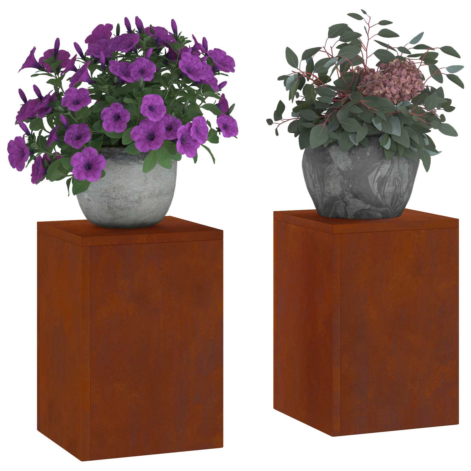 vidaXL Pflanzenständer 2 pcs Rostig 24 x 24 x 35 cm Wetterfeststahl