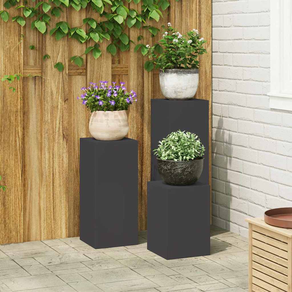 vidaXL Pflanzenständer 3 pcs Schwarz Stahl