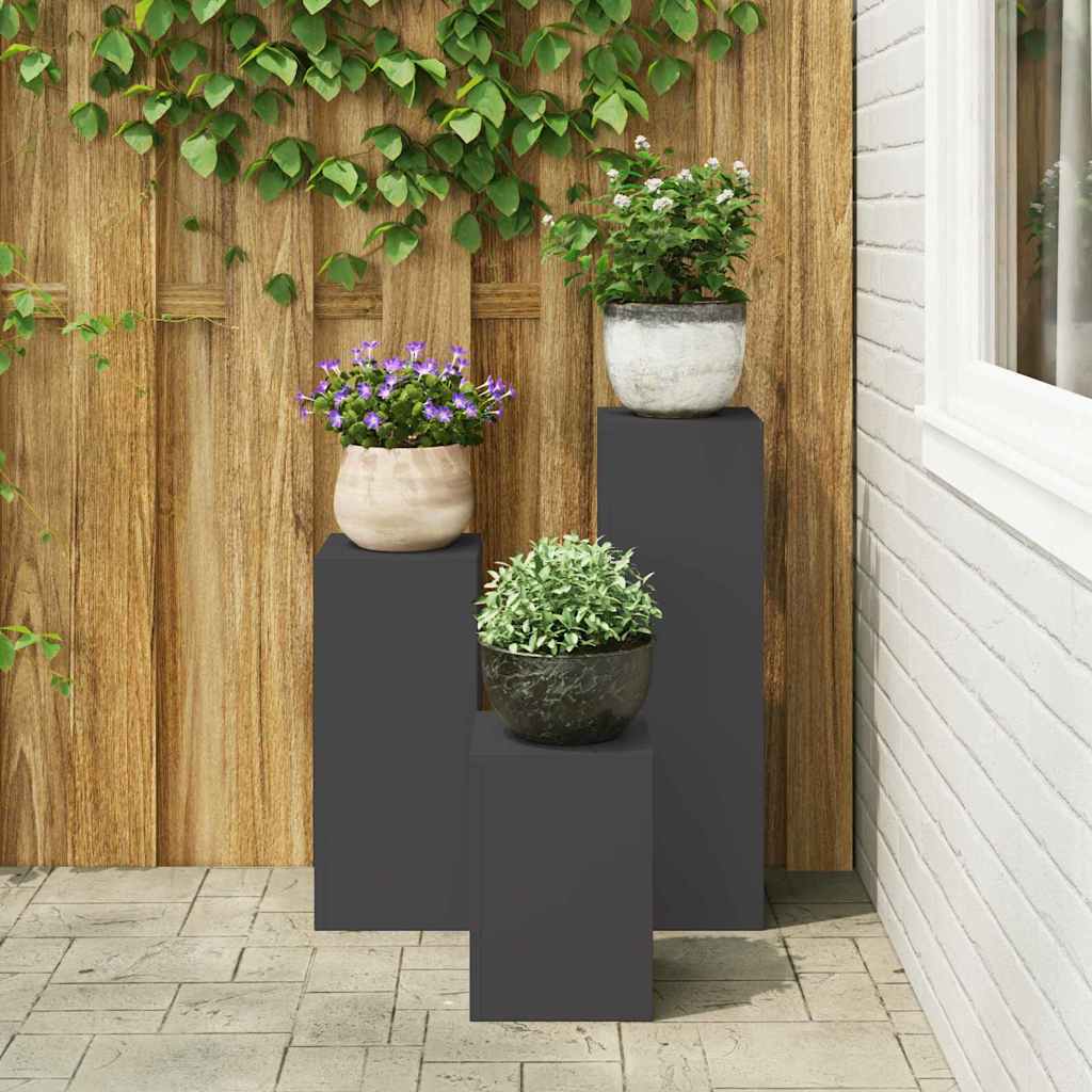 vidaXL Pflanzenständer 3 pcs Schwarz Stahl