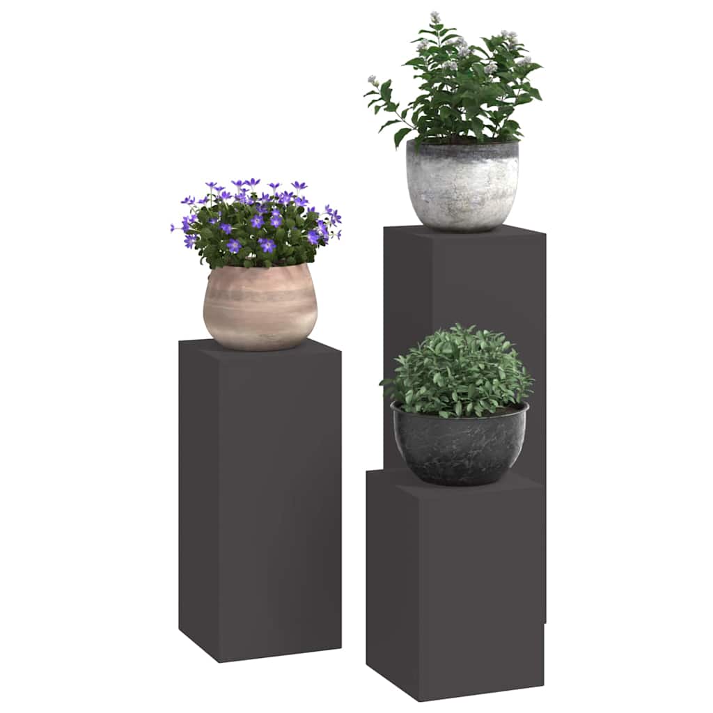 vidaXL Pflanzenständer 3 pcs Schwarz Stahl