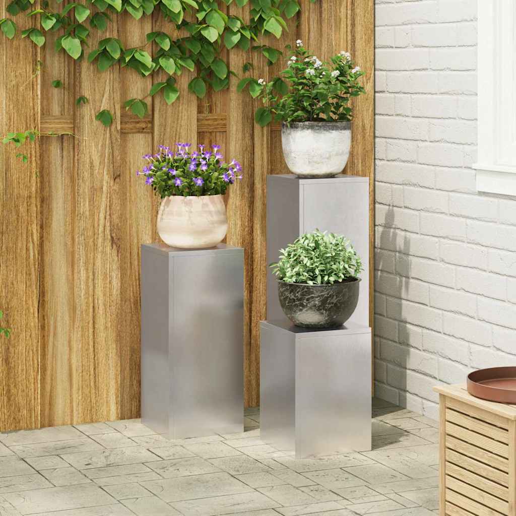 vidaXL Pflanzenständer 3 pcs Silber Edelstahl