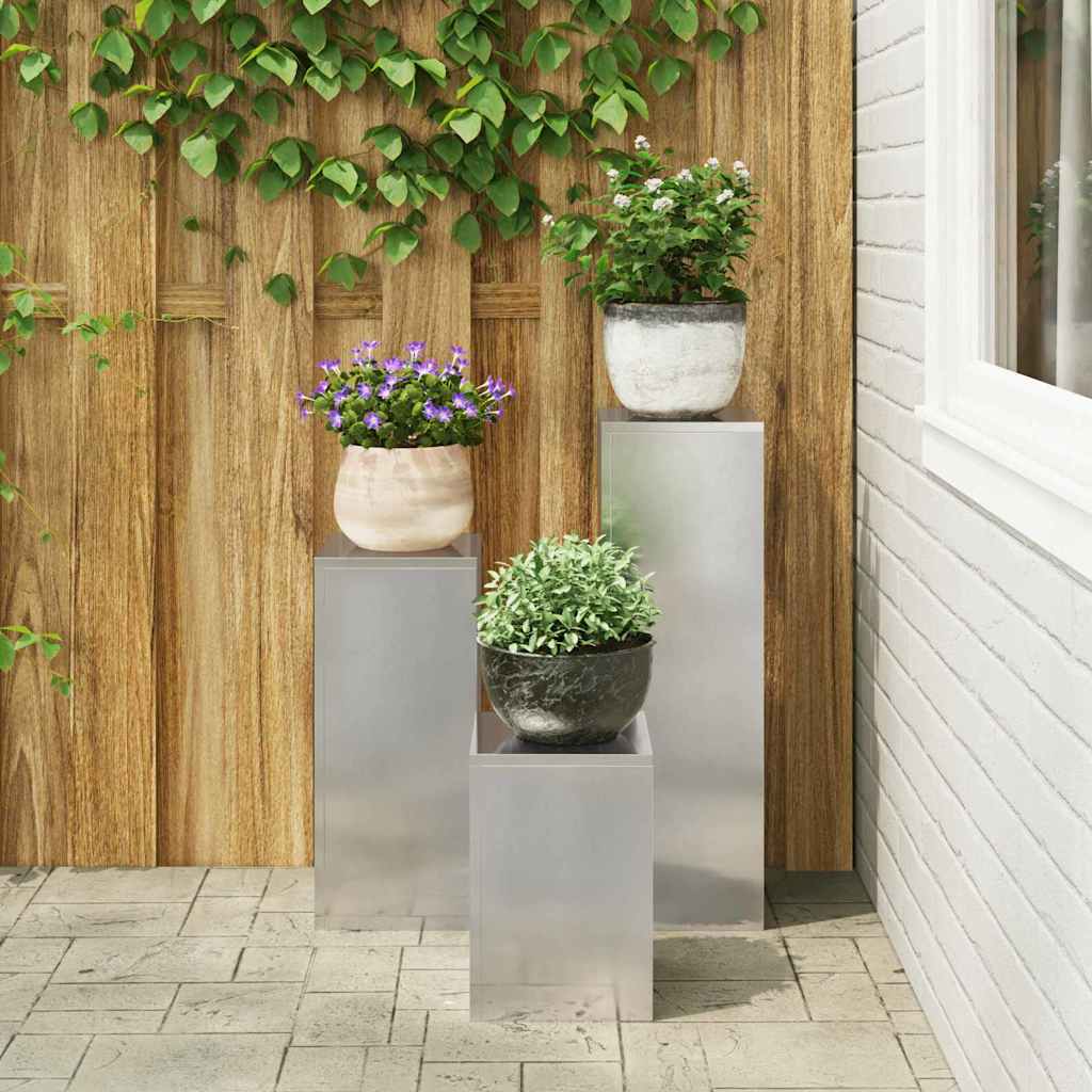 vidaXL Pflanzenständer 3 pcs Silber Edelstahl