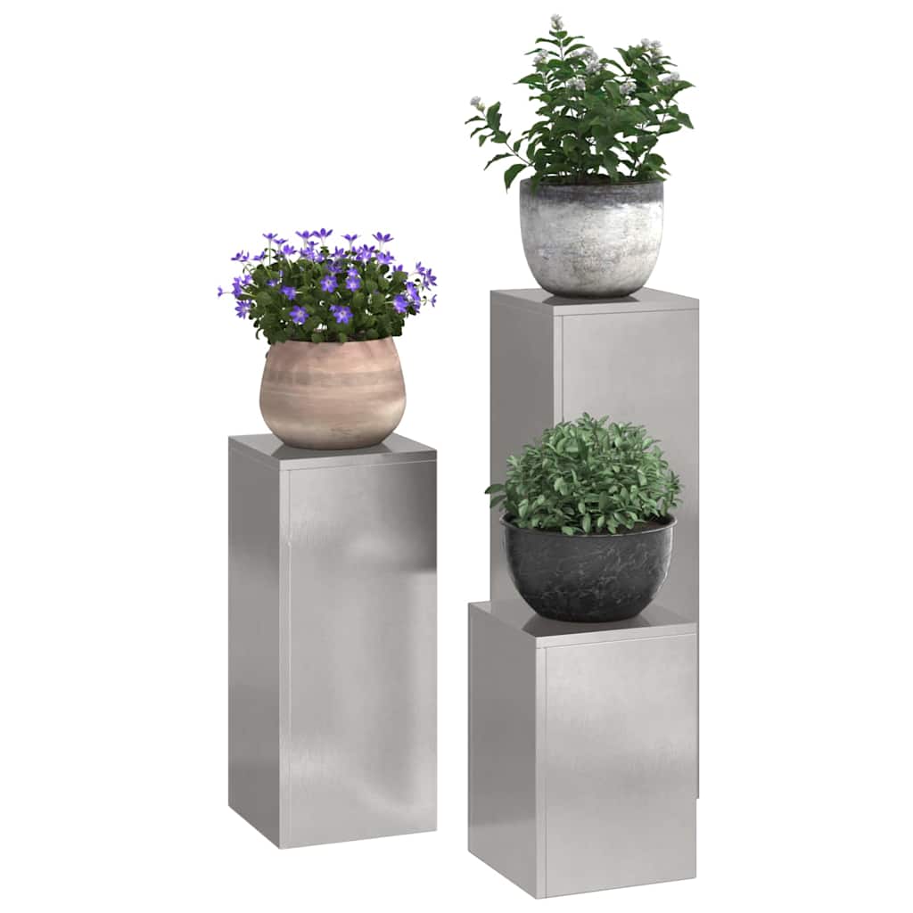 vidaXL Pflanzenständer 3 pcs Silber Edelstahl