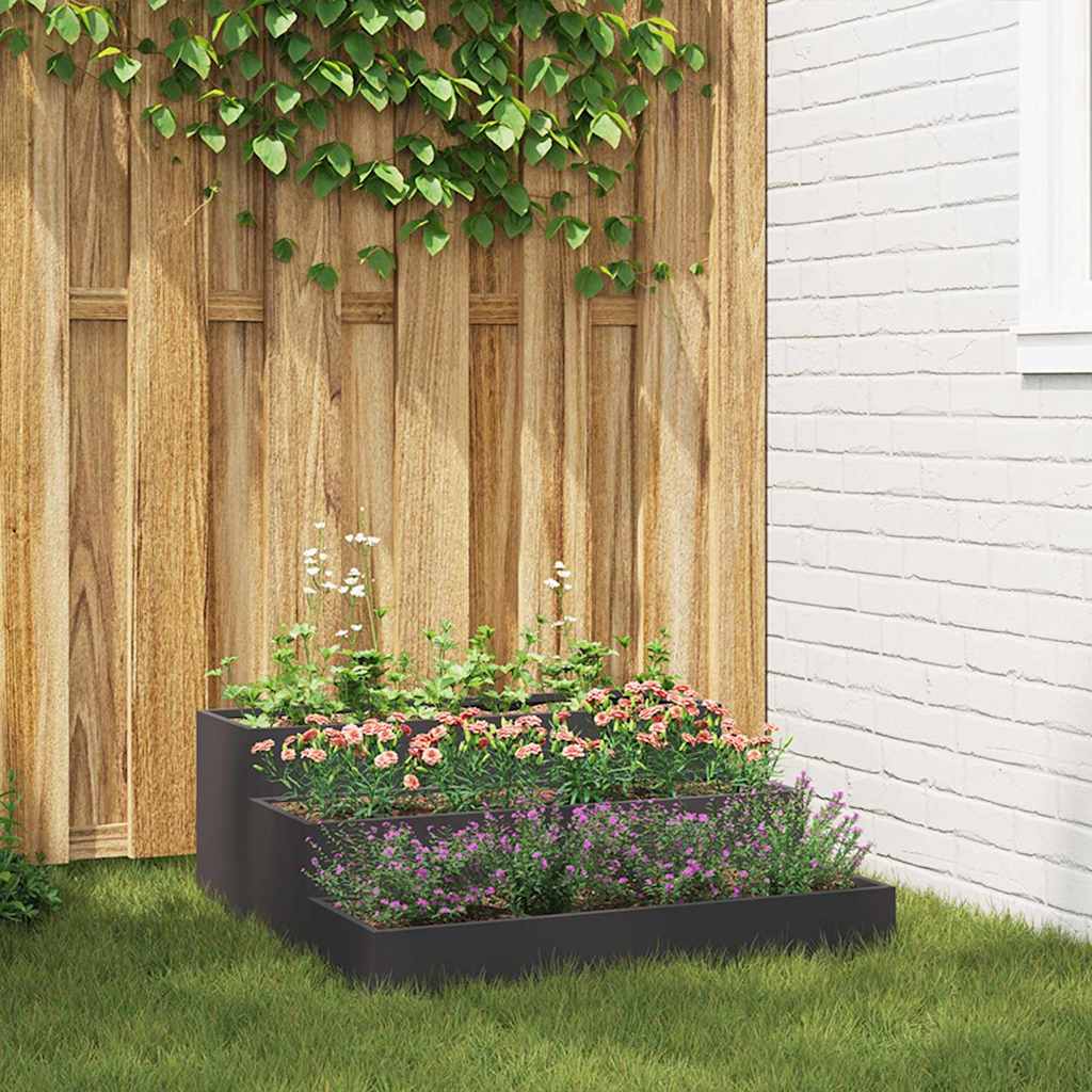 vidaXL Garten-Pflanzgefäß Schwarz 90 x 90 x 35 cm Kaltgewalzter Stahl