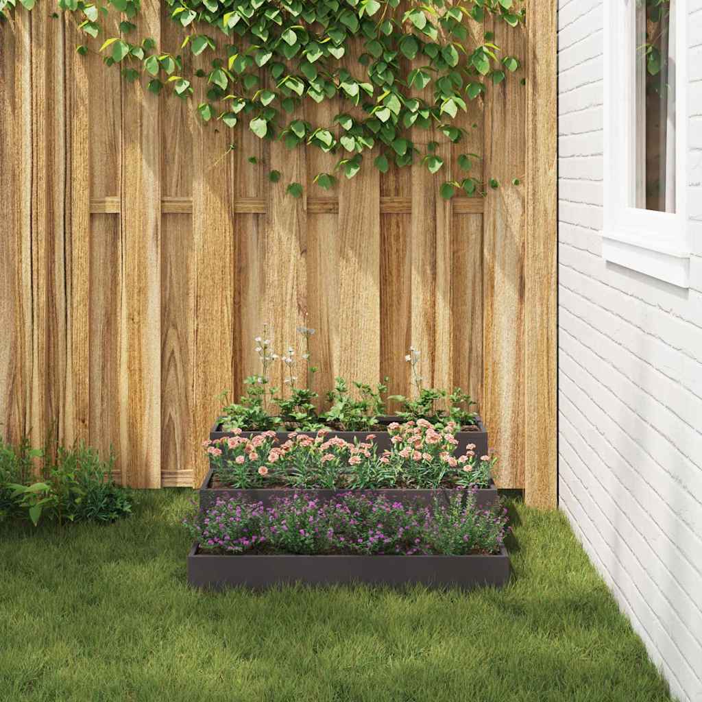 vidaXL Garten-Pflanzgefäß Schwarz 90 x 90 x 35 cm Kaltgewalzter Stahl