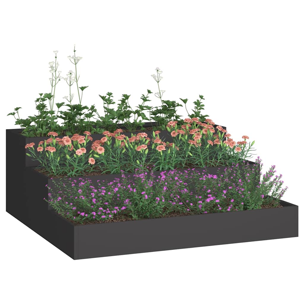 vidaXL Garten-Pflanzgefäß Schwarz 90 x 90 x 35 cm Kaltgewalzter Stahl