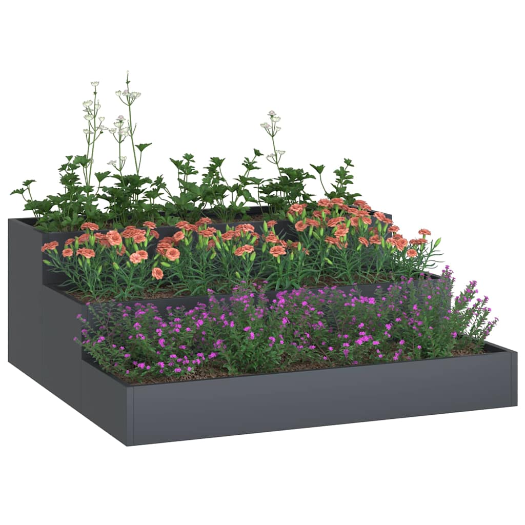vidaXL Garten-Pflanzgefäß Anthrazit 90 x 90 x 35 cm