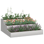 vidaXL Garten-Pflanzgefäß Silber 90 x 90 x 35 cm Edelstahl