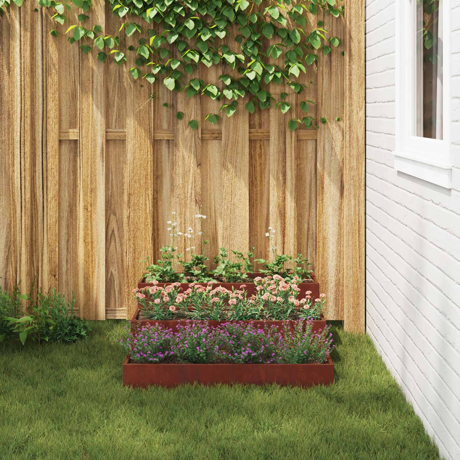 vidaXL Garten-Pflanzgefäß Rostig 90 x 90 x 35 cm Wetterfeststahl