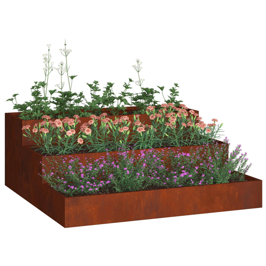 vidaXL Garten-Pflanzgefäß Rostig 90 x 90 x 35 cm Wetterfeststahl