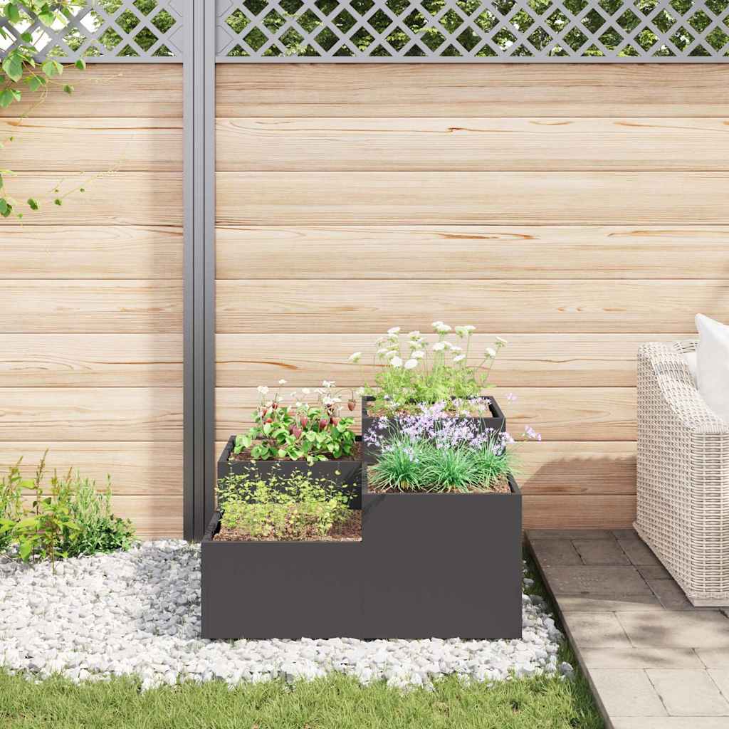 vidaXL Gartenblumentopf Schwarz 80 x 80 x 48 cm Stahl