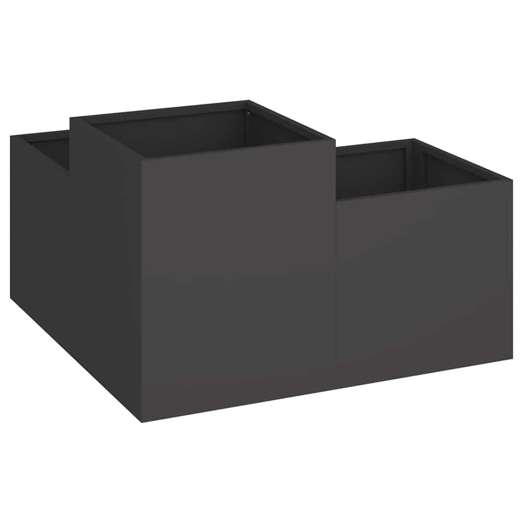 vidaXL Gartenblumentopf Schwarz 80 x 80 x 48 cm Stahl