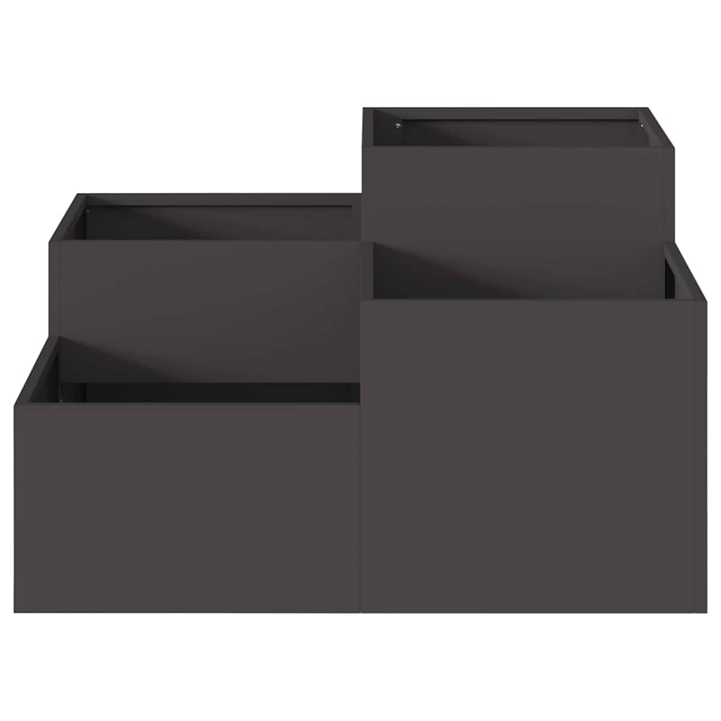 vidaXL Gartenblumentopf Schwarz 80 x 80 x 48 cm Stahl