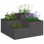 vidaXL Gartenblumentopf Schwarz 80 x 80 x 48 cm Stahl