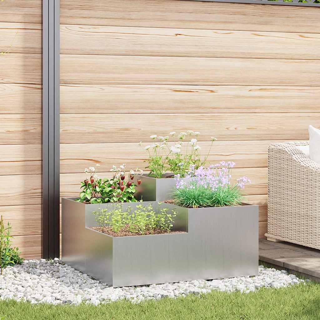 vidaXL Gartenblumentopf Silber 80 x 80 x 48 cm Verzinkter Stahl