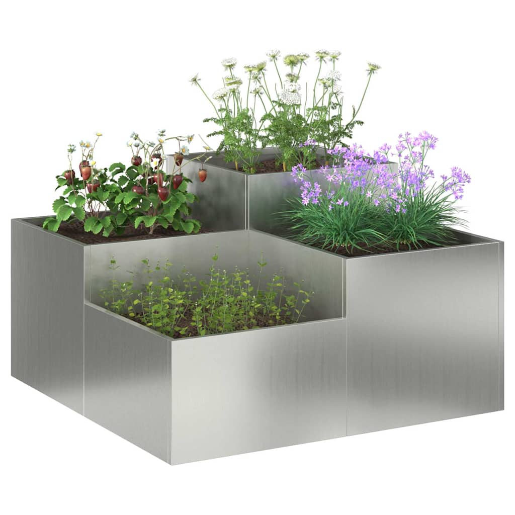 vidaXL Gartenblumentopf Silber 80 x 80 x 48 cm Verzinkter Stahl