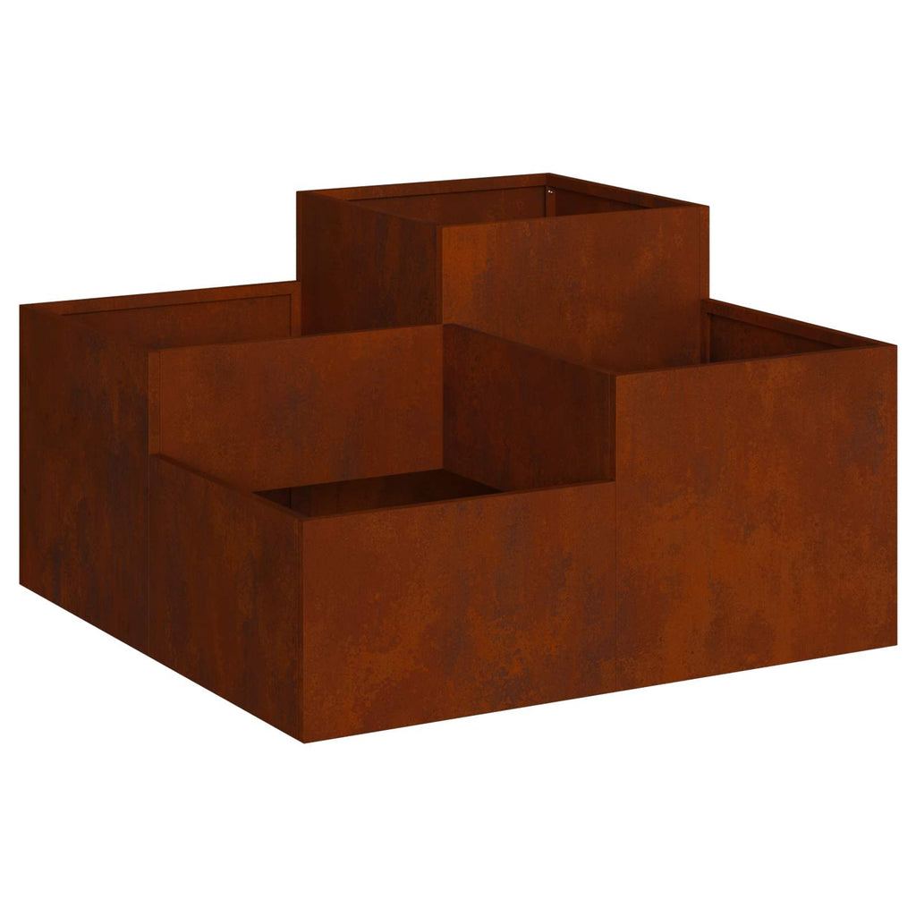 vidaXL Gartenblumentopf Rostig 80 x 80 x 48 cm Wetterfeststahl