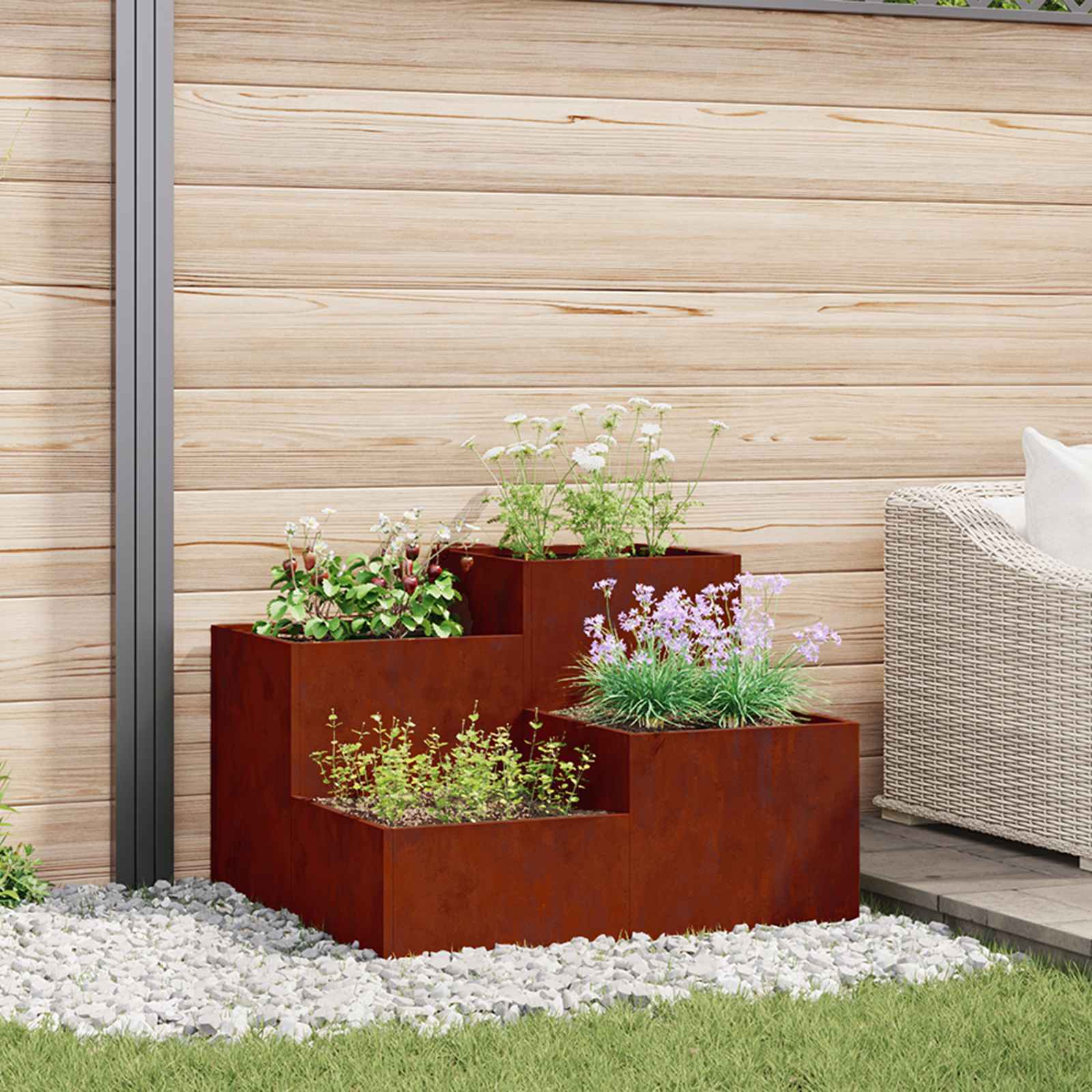 vidaXL Gartenblumentopf Rostig 80 x 80 x 48 cm Wetterfeststahl