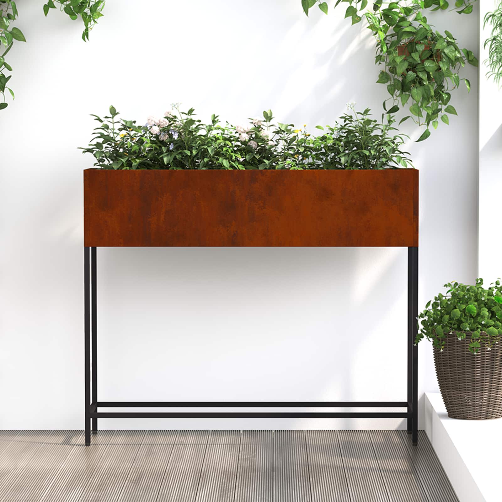 vidaXL Hochbeet Gartenpflanzer Rostig 100 x 26 x 82 cm Wetterfeststahl