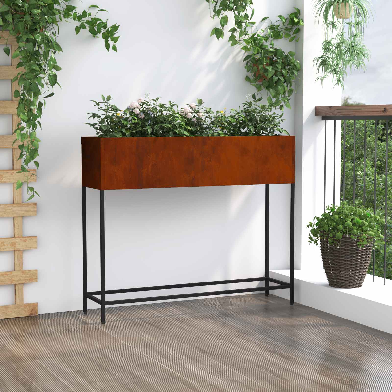 vidaXL Hochbeet Gartenpflanzer Rostig 100 x 26 x 82 cm Wetterfeststahl