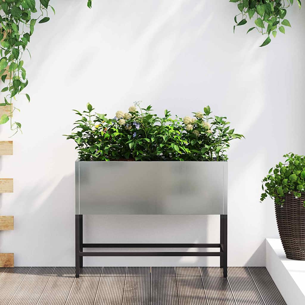 vidaXL Hochbeet Gartenpflanzer Silber 60 x 26 x 45 cm Verzinkter Stahl