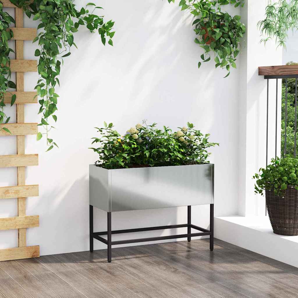 vidaXL Hochbeet Gartenpflanzer Silber 60 x 26 x 45 cm Verzinkter Stahl