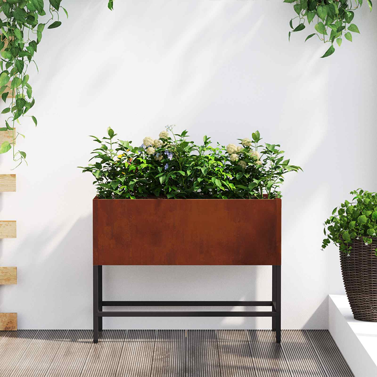 vidaXL Hochbeet Gartenpflanzer Rostig 100 x 26 x 82 cm Wetterfeststahl