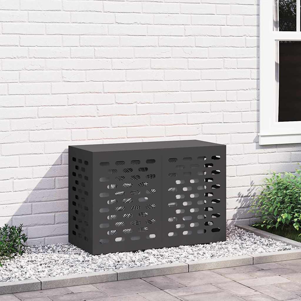 vidaXL Klimaanlagenabdeckung Schwarz 90 x 40 x 60 cm Stahl