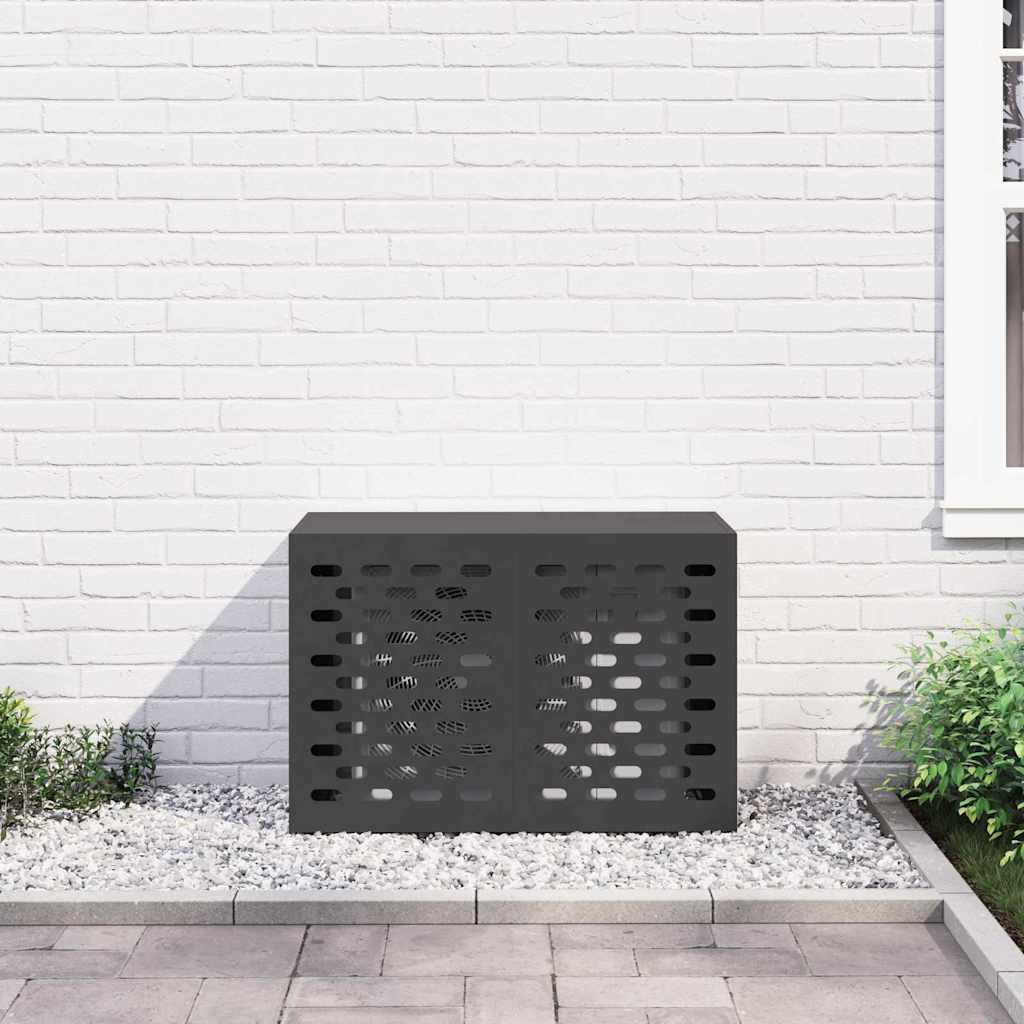 vidaXL Klimaanlagenabdeckung Schwarz 90 x 40 x 60 cm Stahl