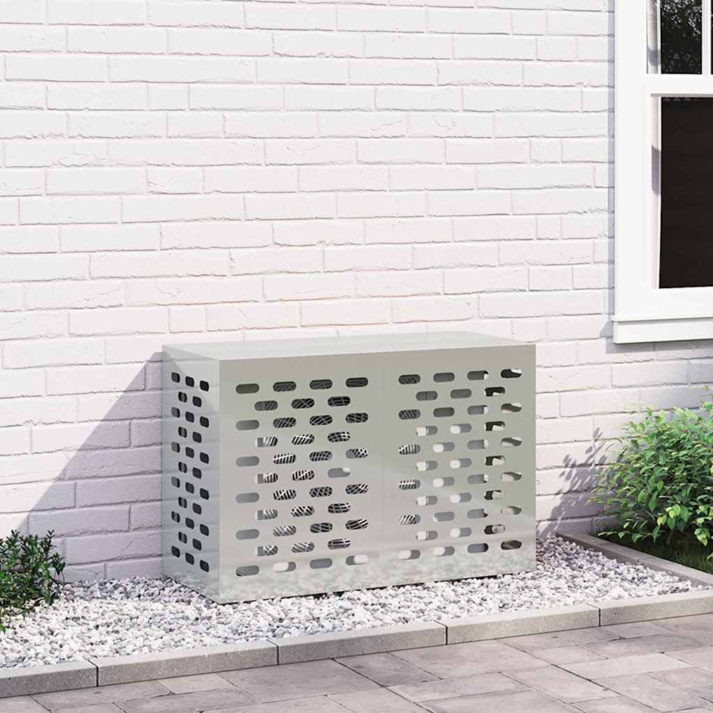 vidaXL Klimaanlagenabdeckung Silber 90 x 40 x 60 cm Verzinkter Stahl