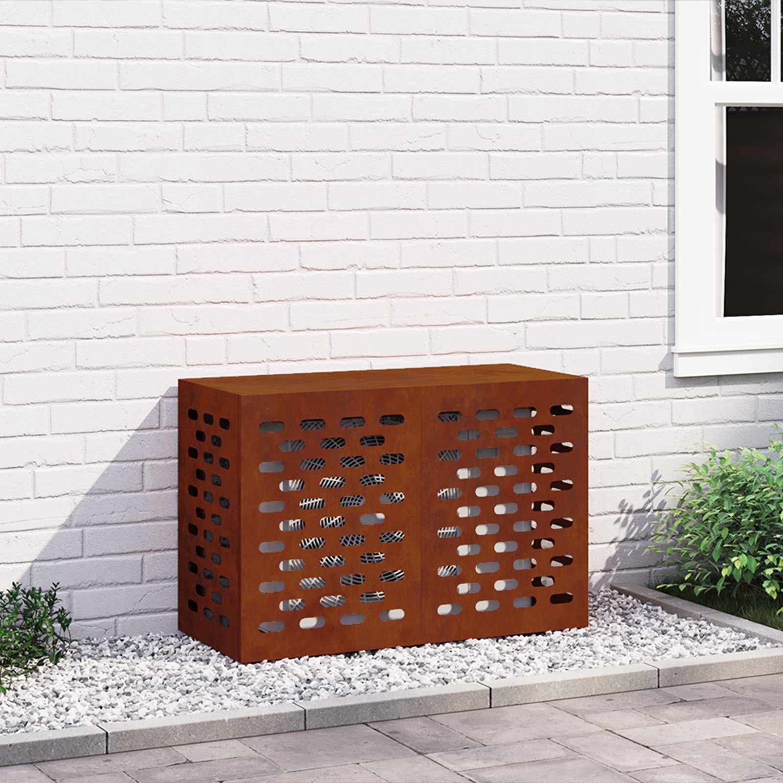 vidaXL Klimaanlagenabdeckung Rostig 90 x 40 x 60 cm Wetterfeststahl