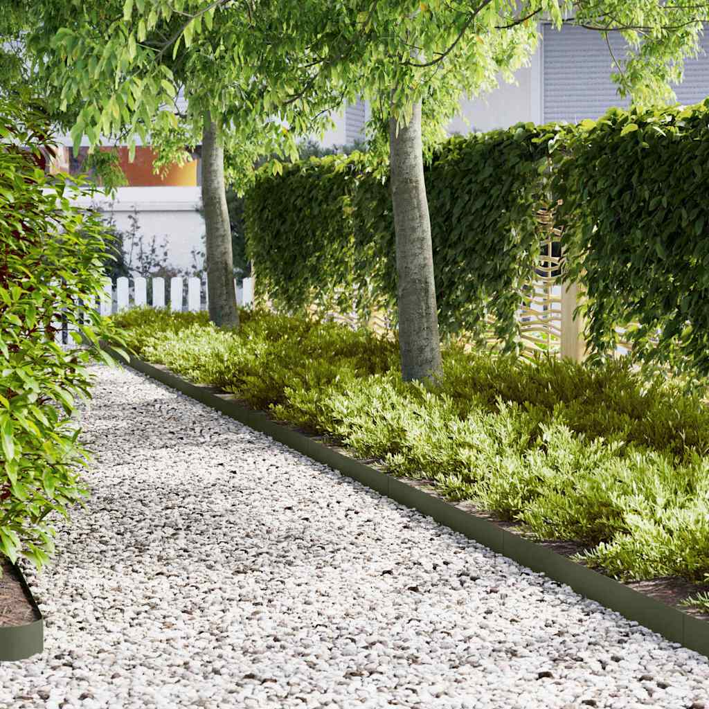 vidaXL Raseneinfassung 30 pcs Olive Grün 100 x 0,05 x 15 cm