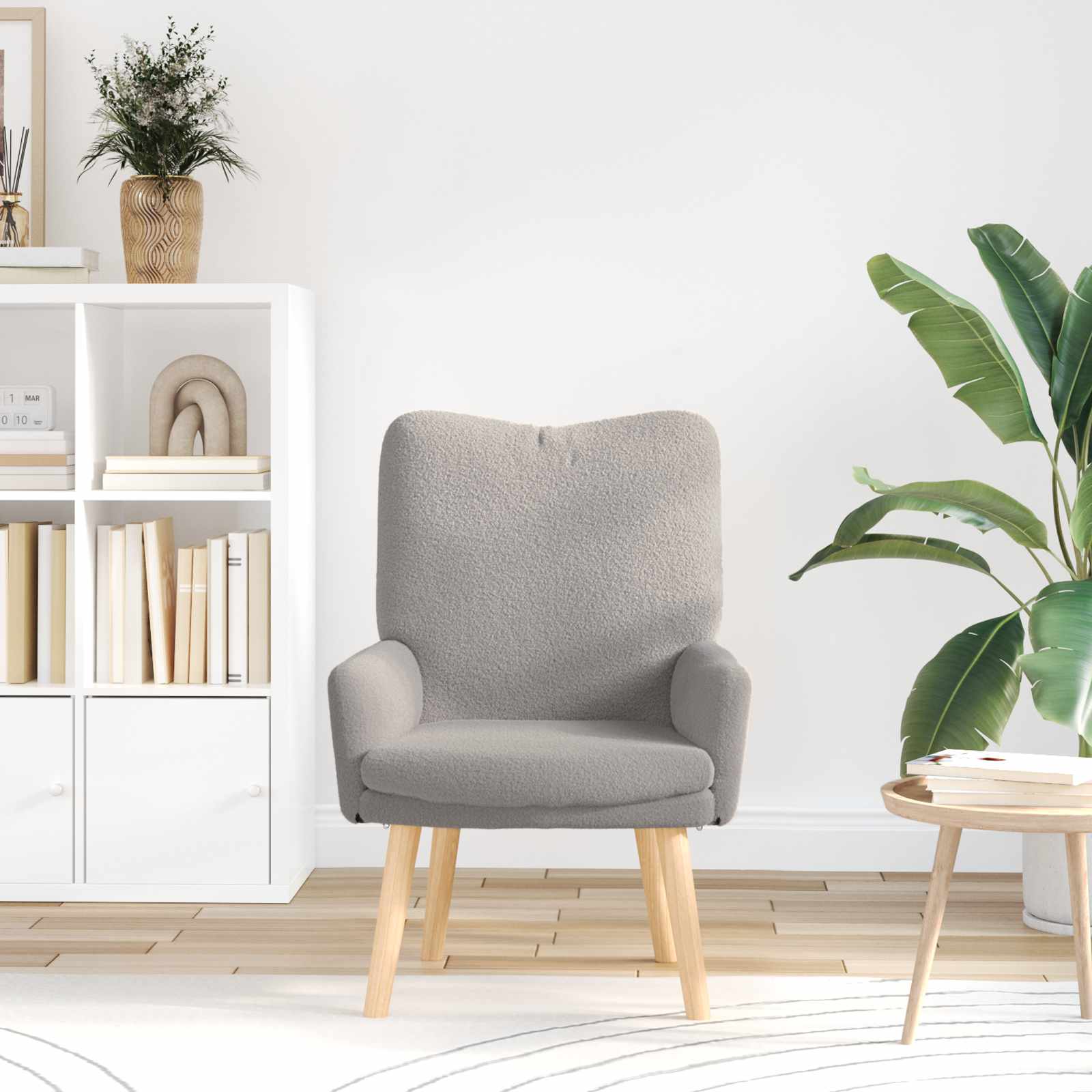 vidaXL Sessel Hellgrau 63 x 67 x 94 cm Schafstoff und Sperrholz