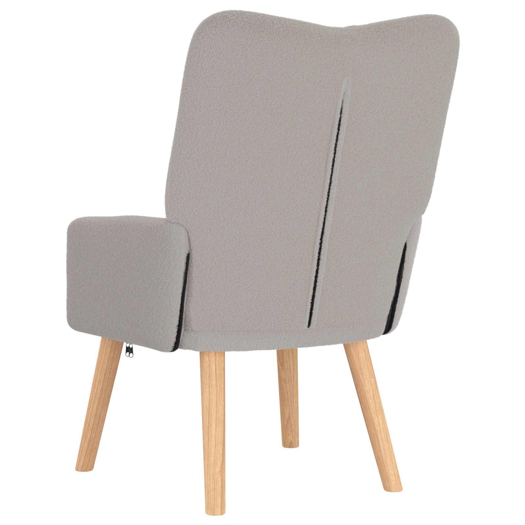 vidaXL Sessel Hellgrau 63 x 67 x 94 cm Schafstoff und Sperrholz