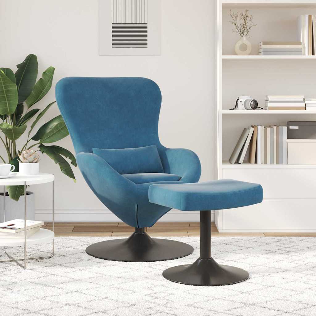 vidaXL Eierstuhl mit Fußhocker with Footstool Blau Samt