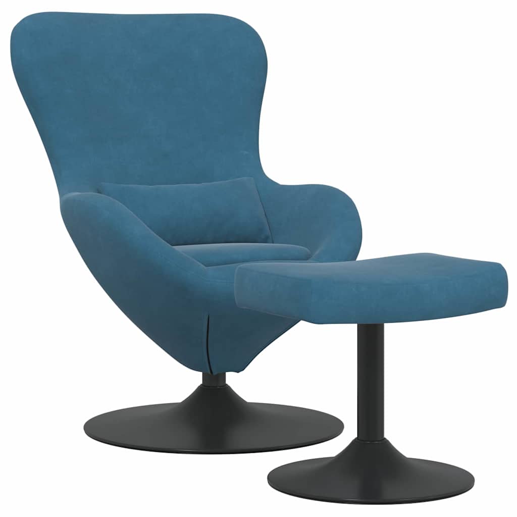 vidaXL Eierstuhl mit Fußhocker with Footstool Blau Samt