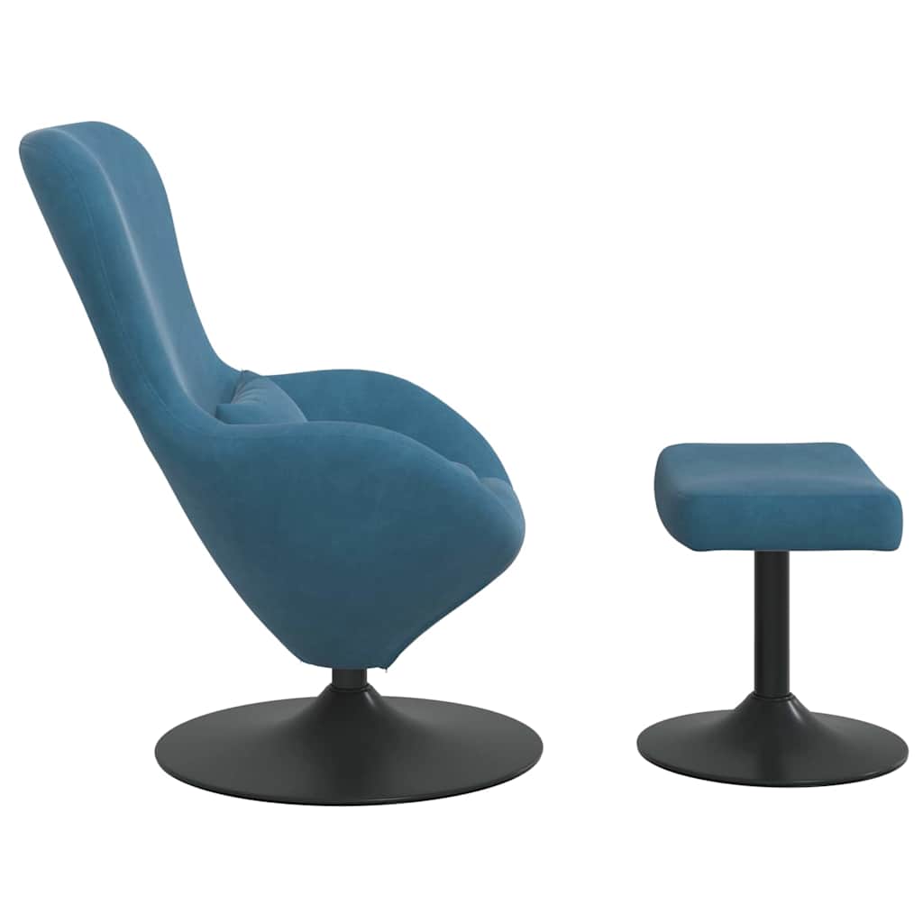 vidaXL Eierstuhl mit Fußhocker with Footstool Blau Samt
