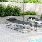 vidaXL Gartenliegestuhl 2 pcs Schwarz Pulverbeschichteter Stahl