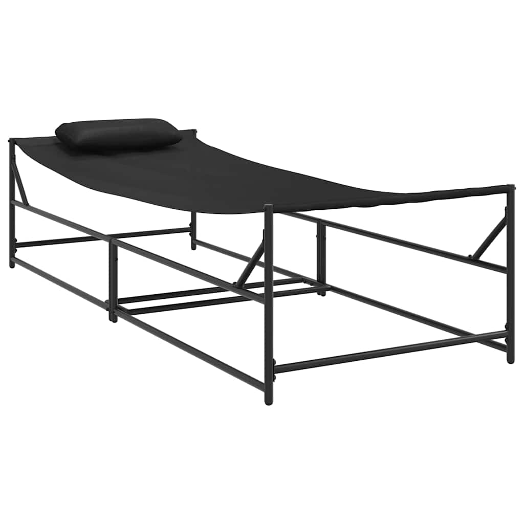 vidaXL Gartenliegestuhl 2 pcs Schwarz Pulverbeschichteter Stahl