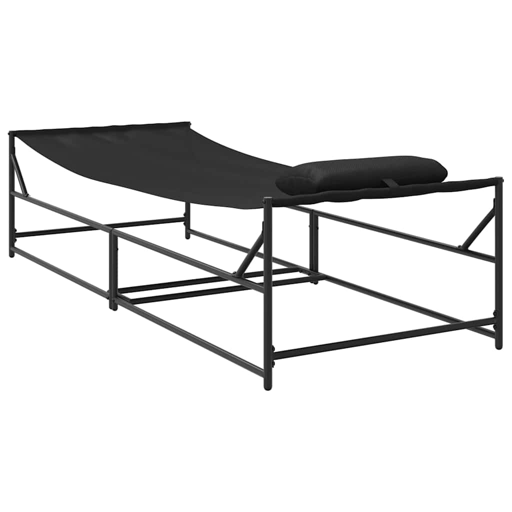 vidaXL Gartenliegestuhl 2 pcs Schwarz Pulverbeschichteter Stahl