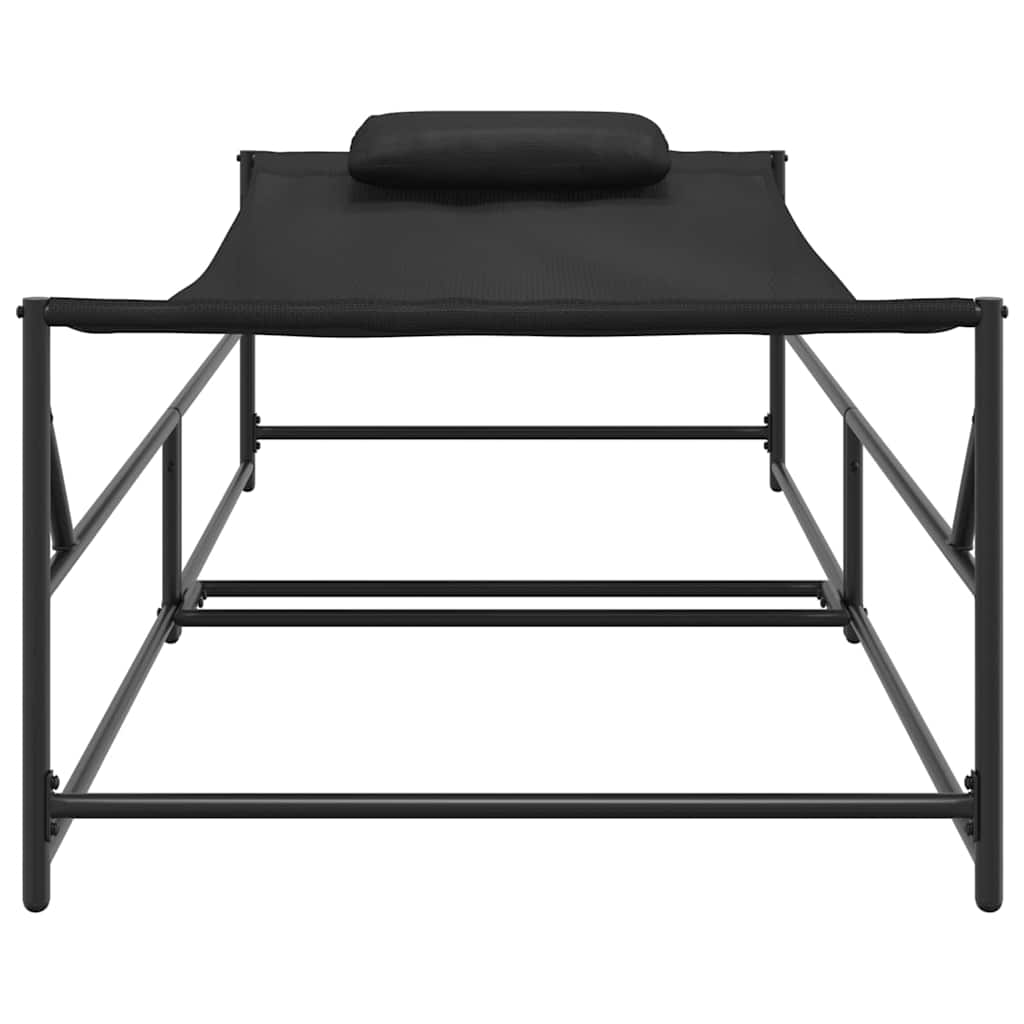vidaXL Gartenliegestuhl 2 pcs Schwarz Pulverbeschichteter Stahl