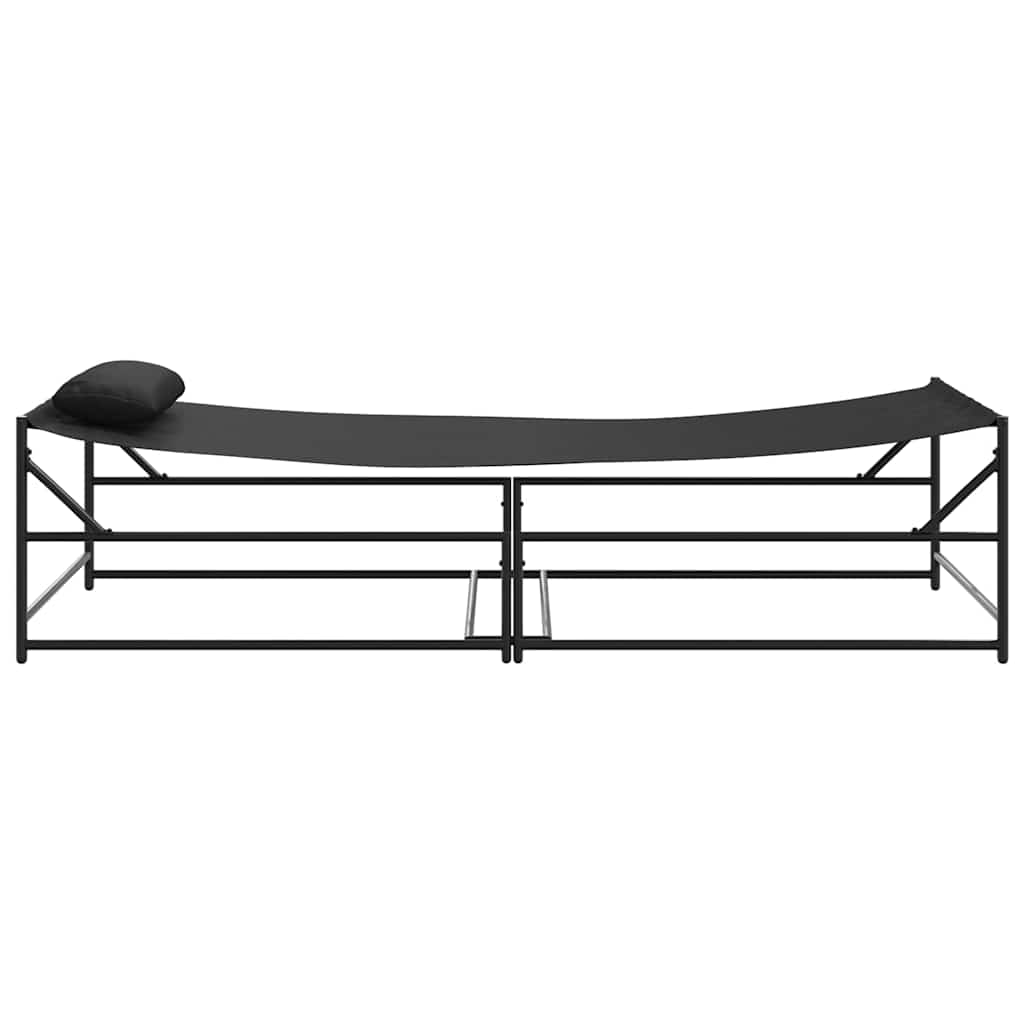 vidaXL Gartenliegestuhl 2 pcs Schwarz Pulverbeschichteter Stahl