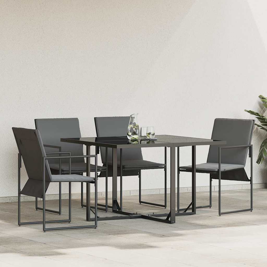 vidaXL Stuhl mit Kissen 4 pcs Schwarz und Anthrazit Textilene