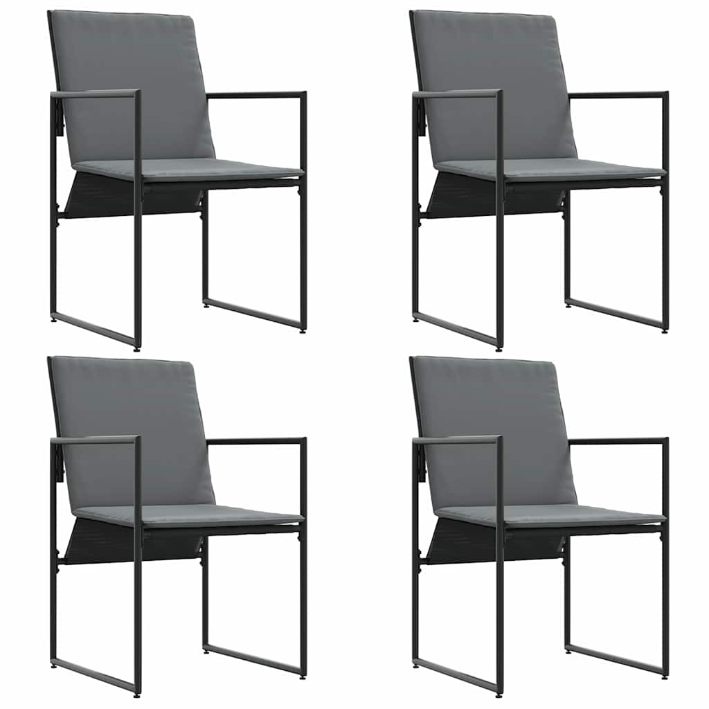 vidaXL Stuhl mit Kissen 4 pcs Schwarz und Anthrazit Textilene