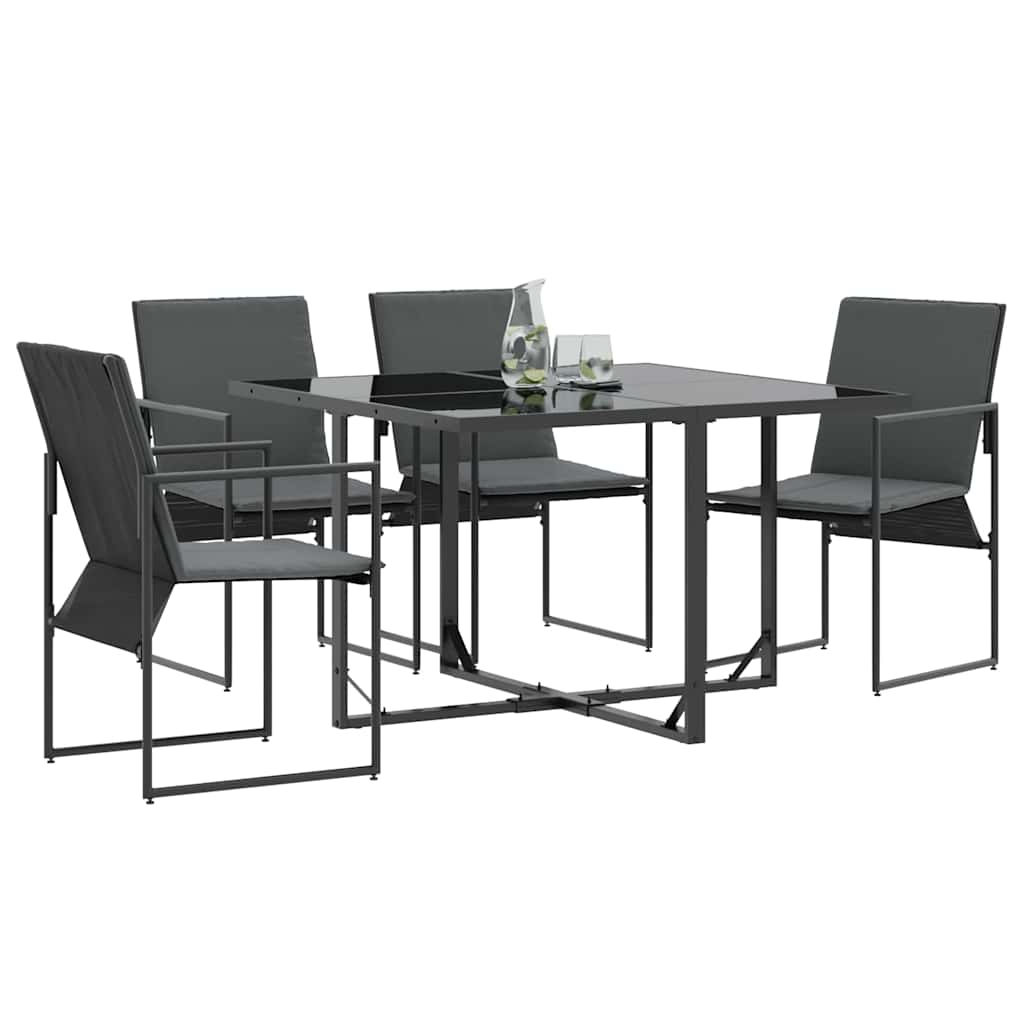 vidaXL Stuhl mit Kissen 4 pcs Schwarz und Anthrazit Textilene
