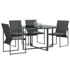 vidaXL Stuhl mit Kissen 4 pcs Schwarz und Anthrazit Textilene